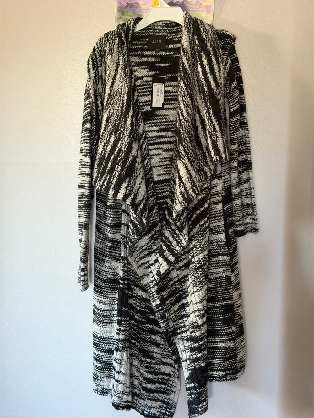Guess Black & White Marled Open-Front Cardigan New with Tag